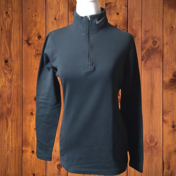 Nike Tops - NIKE WOMEN'S MEDIUM (8-10) BLACK 1/4 ZIP PULLOVER SWEATER SWOOSH ACTIVEWEAR